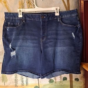 Royalty For Me Dark Blue Distressed Jean Shorts